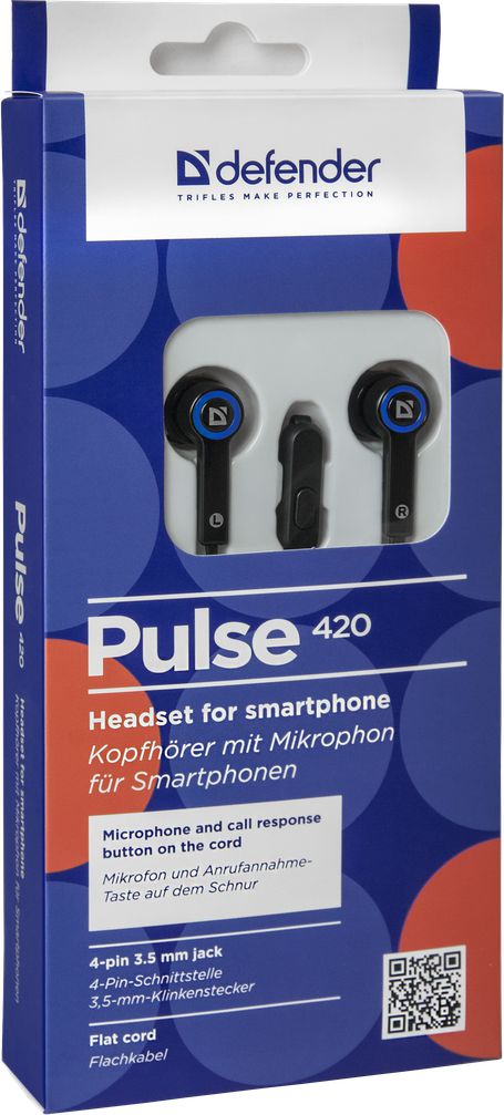Kufje in ear Defender Pulse 420, me kabllo, të zeza me blu