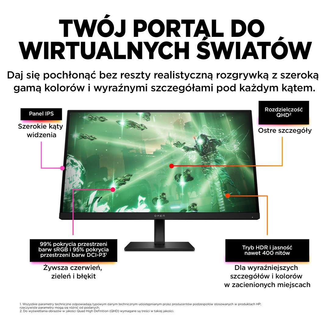 Monitor HP OMEN by, 27", 2560 x 1440, Quad HD, 165 Hz, i zi