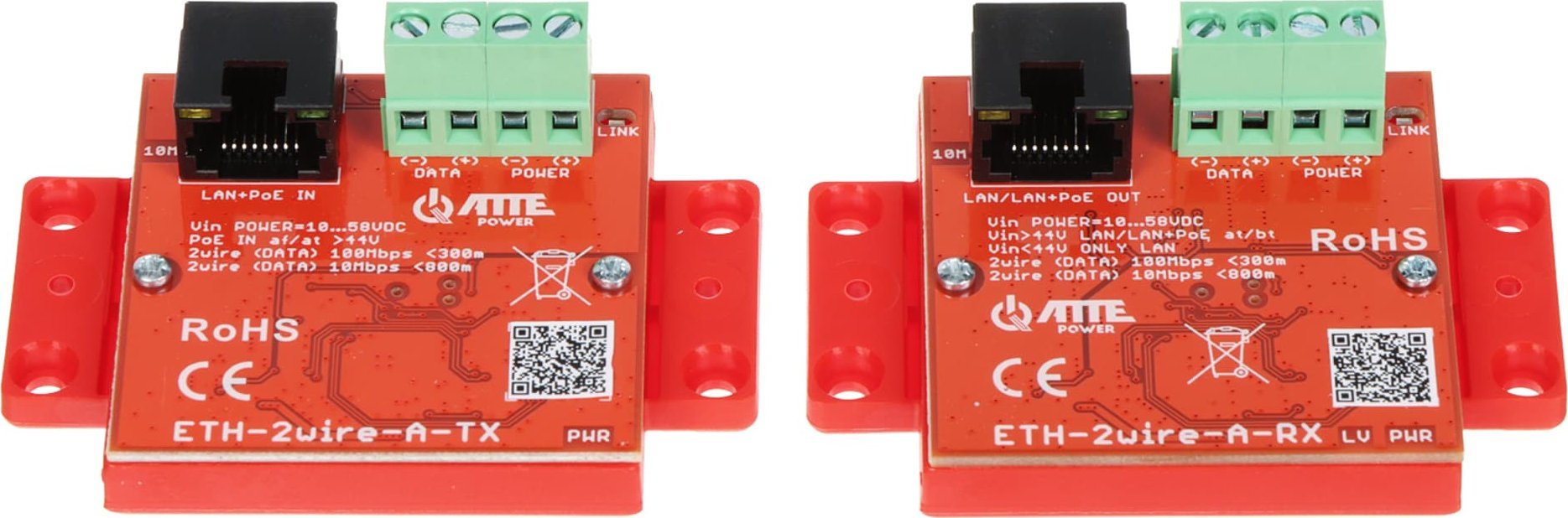 Set konvertuesish UTP 2-WIRE Zamel ETH-2WIRE-a-SET, LAN dhe PoE, set i plotë