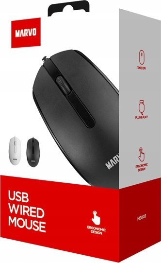 Mi kompjuteri Marvo MS003, me kabllo, 1000DPI, i bardhë