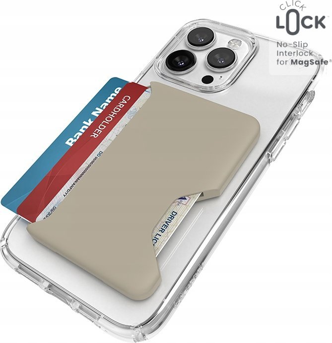 Portofol MagSafe Speck ClickLock, për iPhone, 1 3 karta, Pale Oak Dark Umber