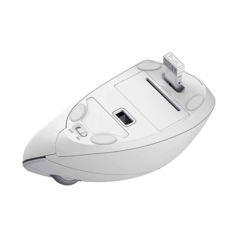 Maus Trust Verto Vertical Ergonomic, RF Wireless + USB Type-A, ergonomik, i bardhë