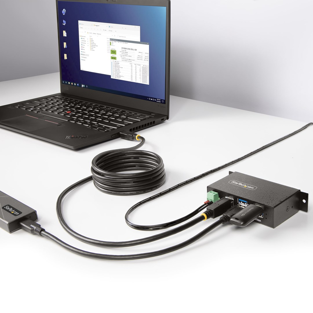 Qendër USB Startech, 4-Port, 5Gbps, Industriale, e hirtë