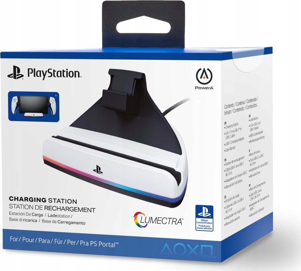 Stacion karikimi PowerA për PlayStation Portal Remote Player Lumectra, RGB, USB C, i bardhë