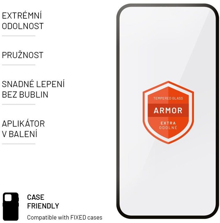 Заштитно стакло FIXED Armor за Apple iPhone 14/13/13 Pro, со апликатор, црно