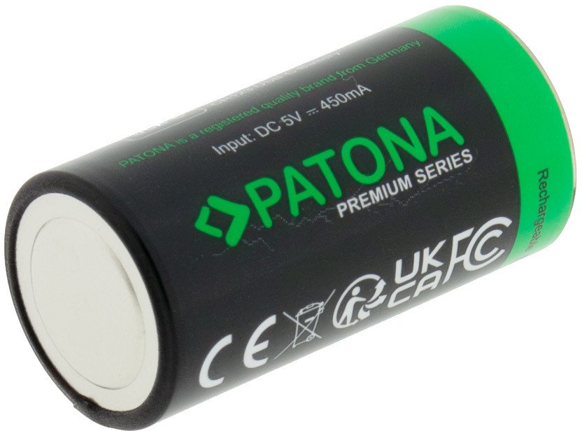 Bateri të rikarikueshme Patona Premium CR123A, set 4 copë, 2400mWh 3.0V, me kabllo USB-C