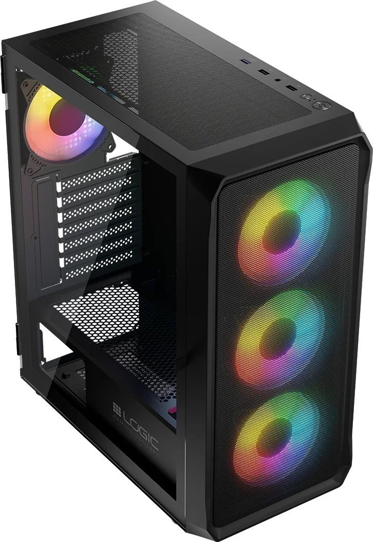 Kase kompjuteri Logic Concept Portos ARGB, MIDI Tower, xham i kalitur, e zezë