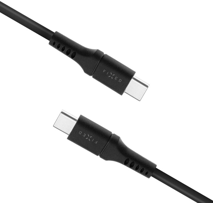 Kabllo karikimi dhe për të dhëna FIXED Liquid USB-C - USB-C, USB 2.0, PD 60W, 1.2m, black
