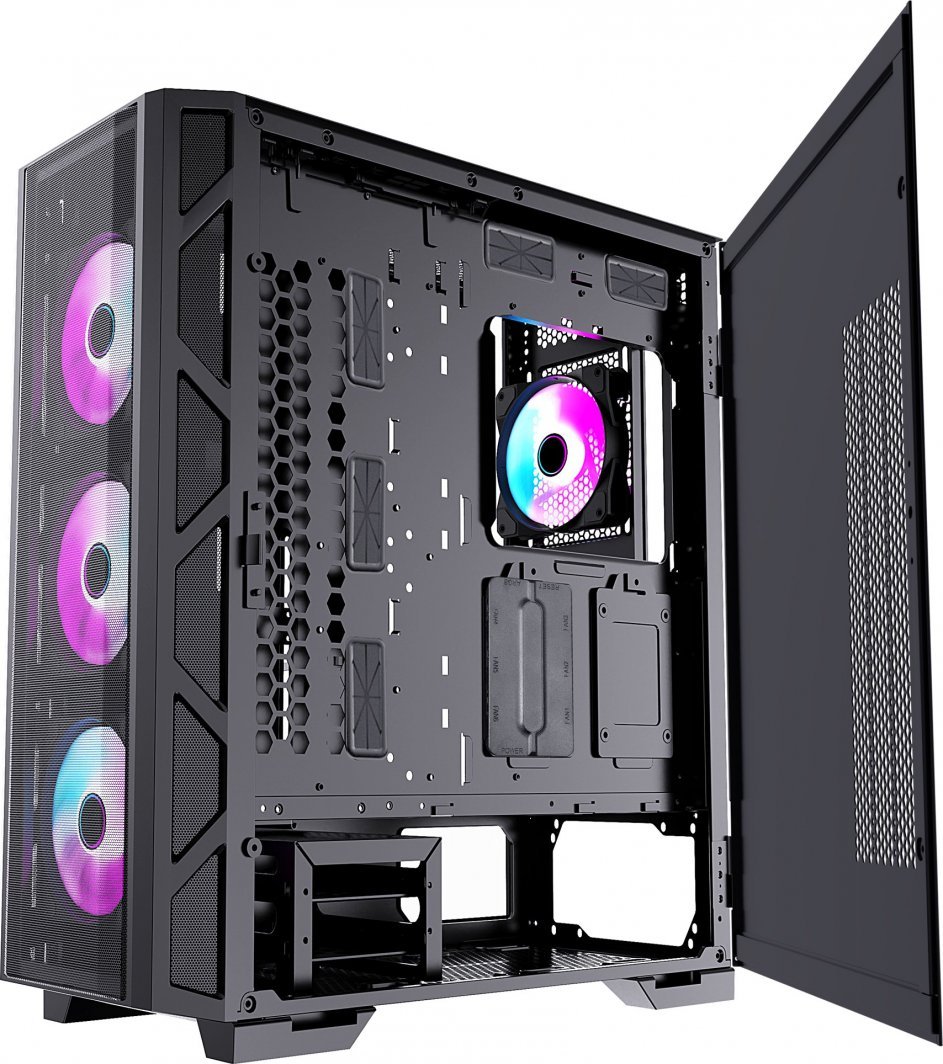 Куќиште за компјутер PREYON Nest Meshy+ (PRENMP04B), црна боја