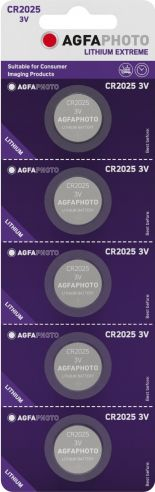 Литиумски батерии Agfa CR2025, 3V, сет од 5 парчиња