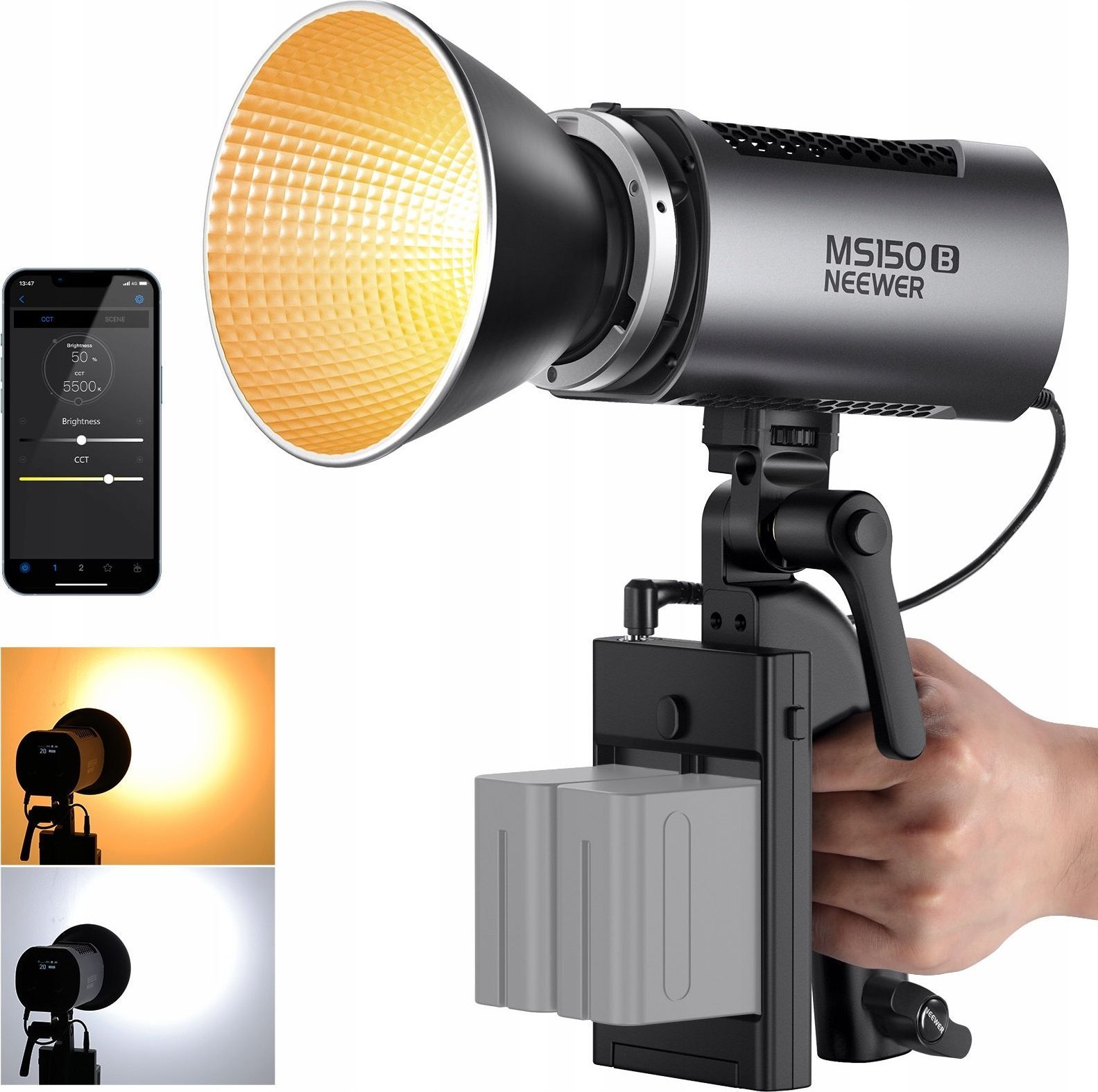 Lampë LED Neewer MS150B, 130W, bi color, CRI 97, me Bluetooth