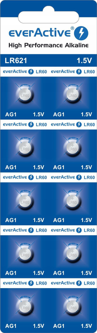 Bateri alkaline EverActive AG1 LR60 LR621, 1.5V, paketim 50 copë