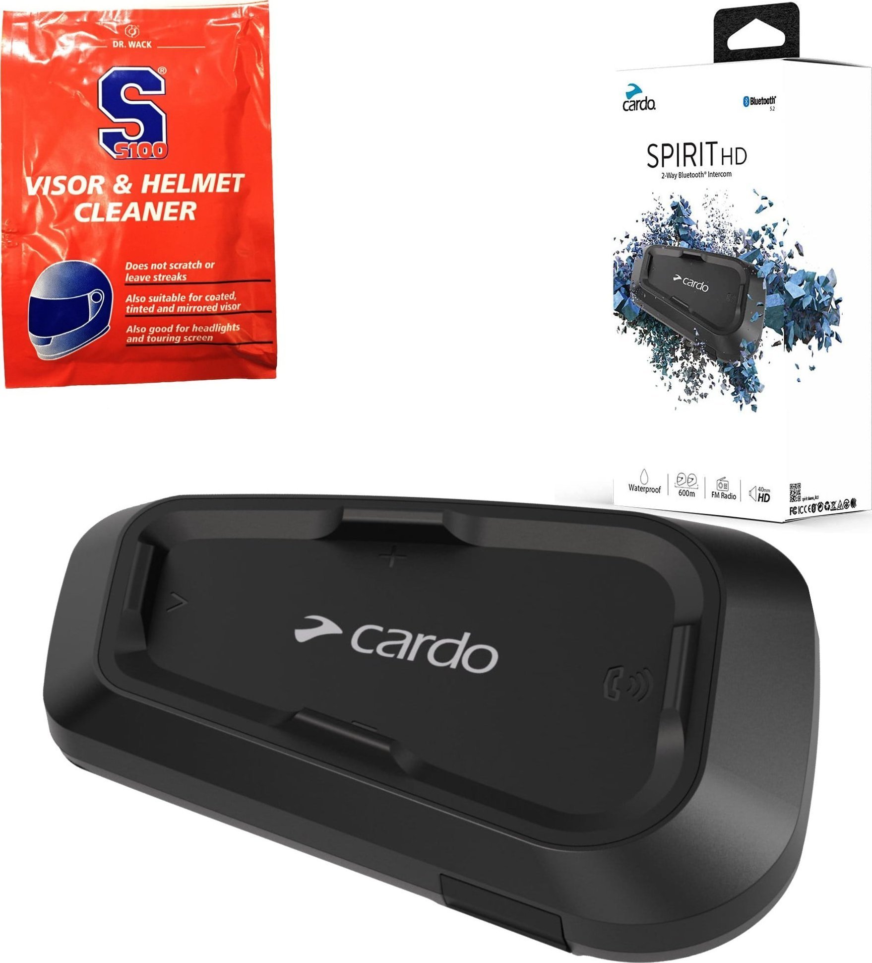 Interkom për motoçikletë Cardo Spirit HD, Bluetooth, altoparlantë 40 mm HD, i zi