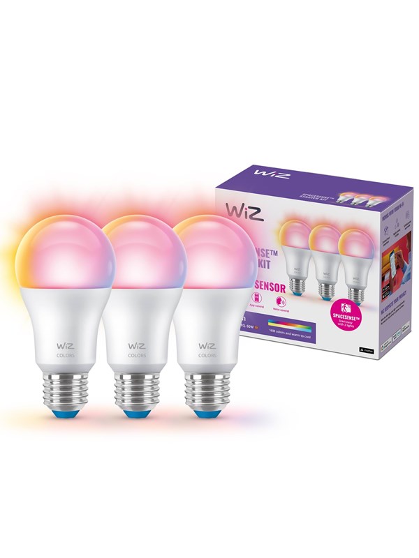 Set llamba inteligjente WiZ Standard, 8.5W E27, Color dhe Tunable White, Wi-Fi