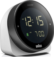 Ora me alarm Braun BC24W, ekran LCD, alarm me snooze, e bardhë