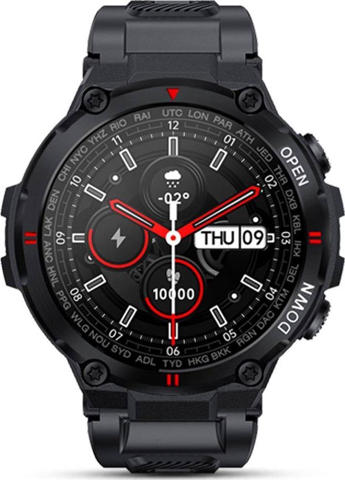 Ora inteligjente Giewont GW430 1, monitorim aktiviteti, njoftime smartphone, e zezë