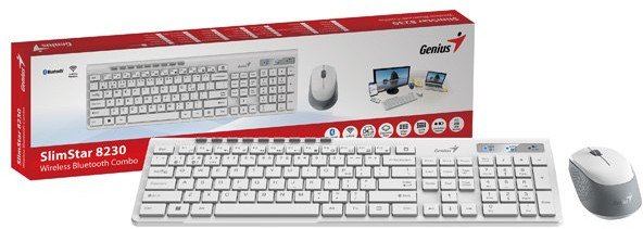 Set tastierë dhe mi Genius SlimStar 8230, wireless, 1200 DPI, i bardhë