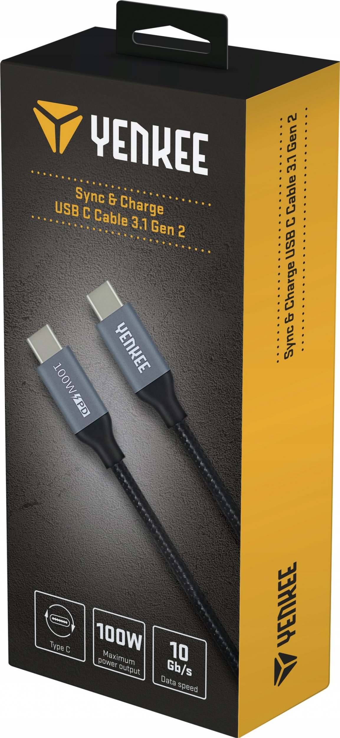 Kabllo USB-C Yenkee YCU 341, USB-C në USB-C, 1.5 m, 100 W, gri