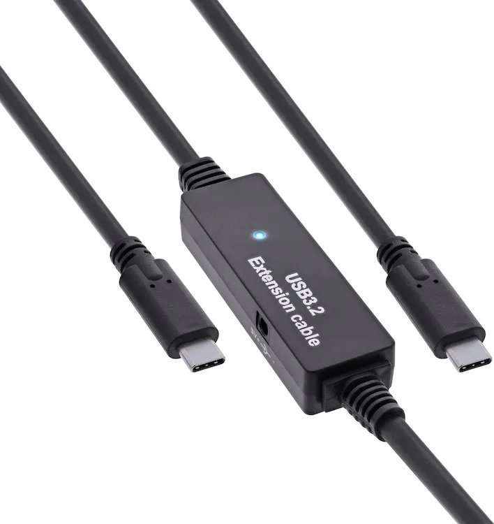 Активен кабел USB-C InLine USB 3.2 Gen 1, 5 Gb/s, црн