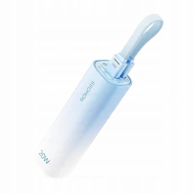 Powerbank ROMOSS Mini PSC05C, 5000 mAh, kabllo 3 në 1, blu