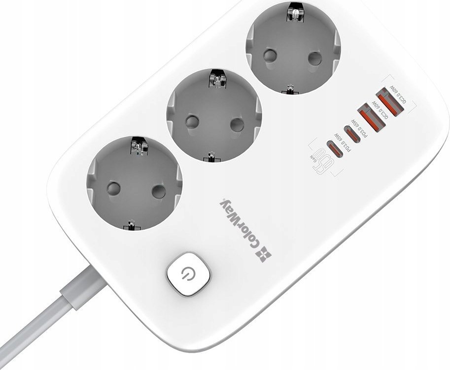 Prizë shumëfunksionale ColorWay CW-CHE34PDW, 4x USB, 2m, e bardhë