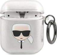 Mbulesë mbrojtëse Karl Lagerfeld KLA2UKHGS për AirPods 1/2, glitter, argjend
