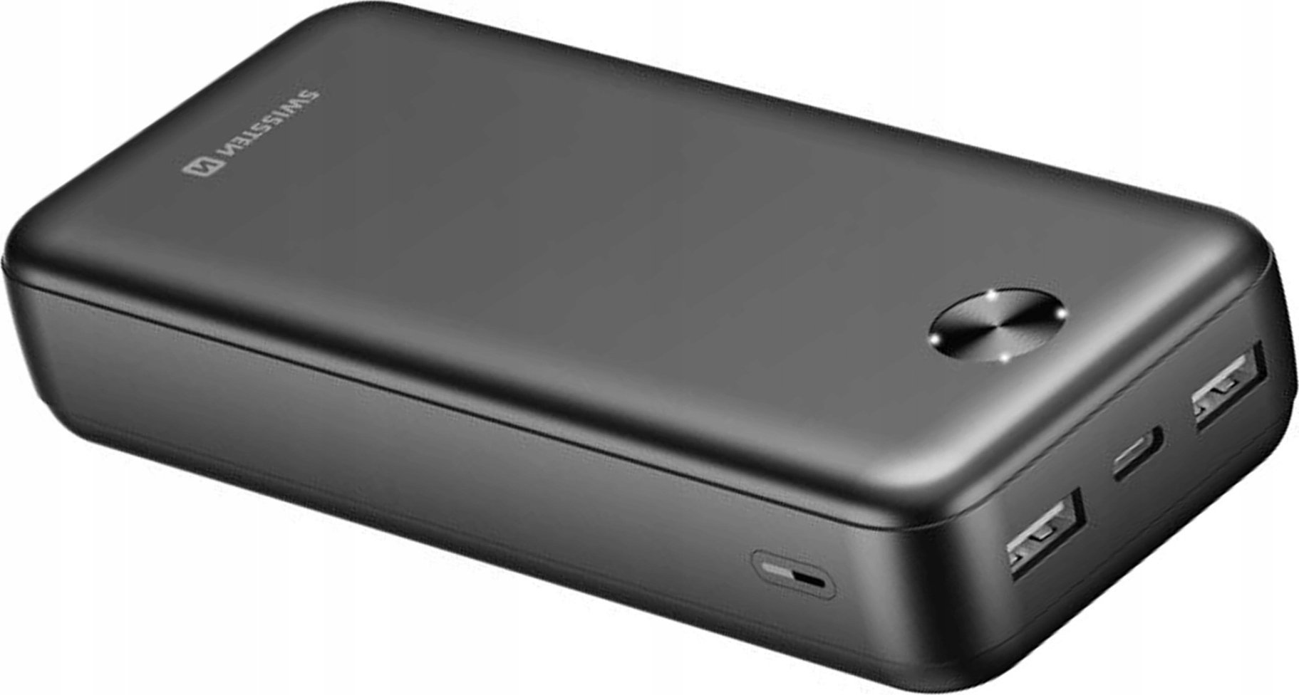 Powerbank Swissten Worx Pro 20000mAh, paketë 2 copë, USB-A USB-C, i zi