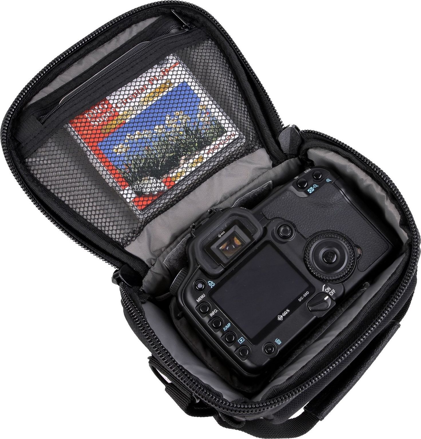 Çantë shpatulle për kamerë CamRock City V375, najlon i papërshkueshëm nga uji, e zezë