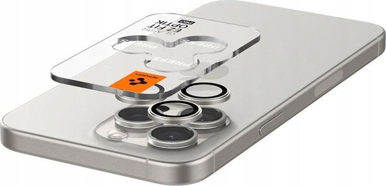 Mbrojtës kamerë Spigen Glas tR EZ Fit Optik Pro, set 2 copë, për iPhone 15 Pro 15 Pro Max, titanium i bardhë