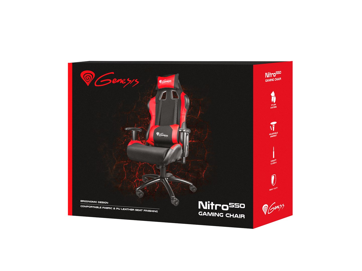 Karrige lojërash Genesis Nitro 550, 150 kg, e zezë/e kuqe