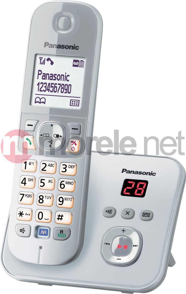 Telefoni fiks Panasonic KX-TG6821PDM, pa kabllo, sekretari telefoni, gri