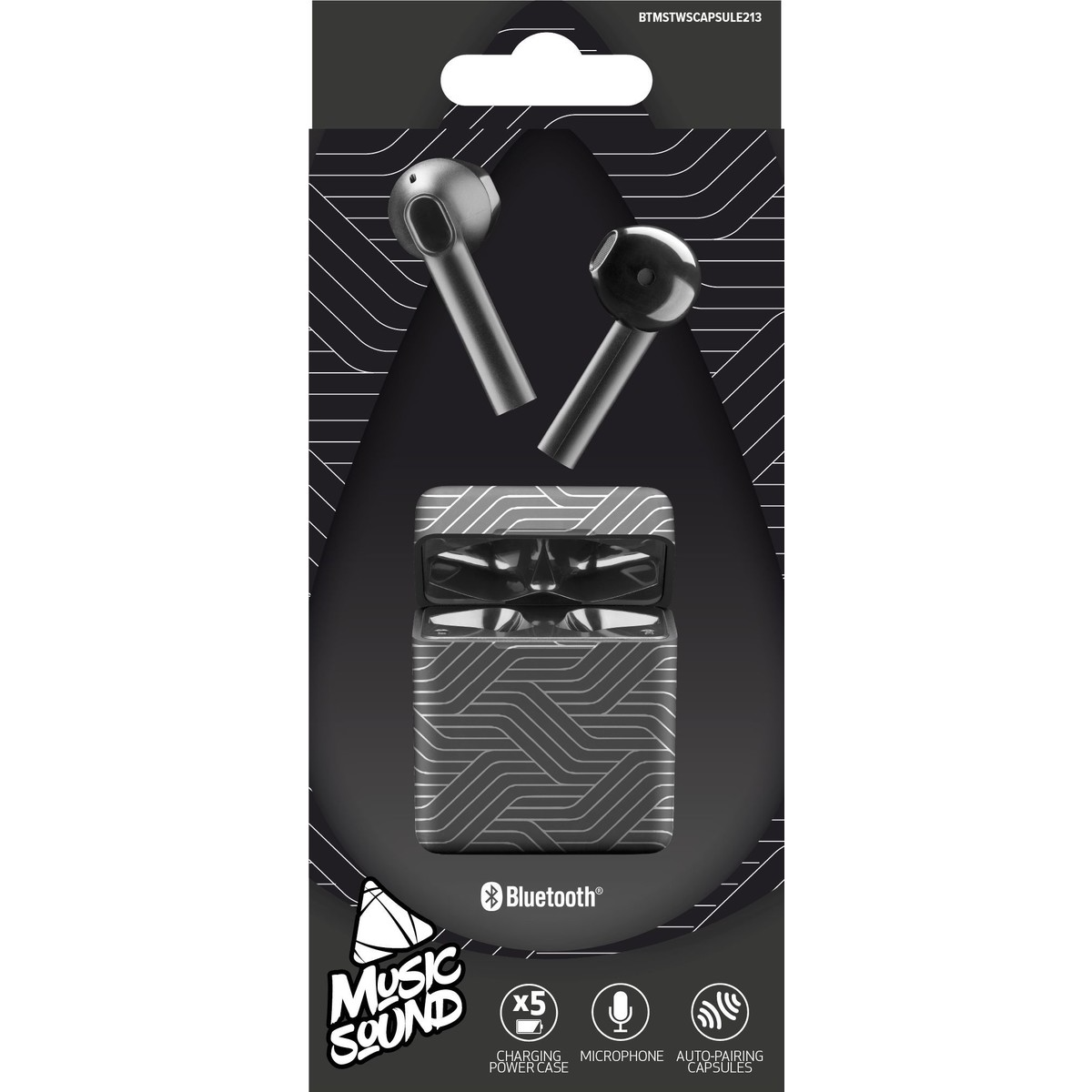 Dëgjuese Buds Cellularline Music Sound Fantasy BTMSTWSCAPSULE213, wireless, Mic, të zeza