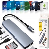 Adapter USB C Platinet Multimedia 7in1, HDMI, Power Delivery 100W, gri