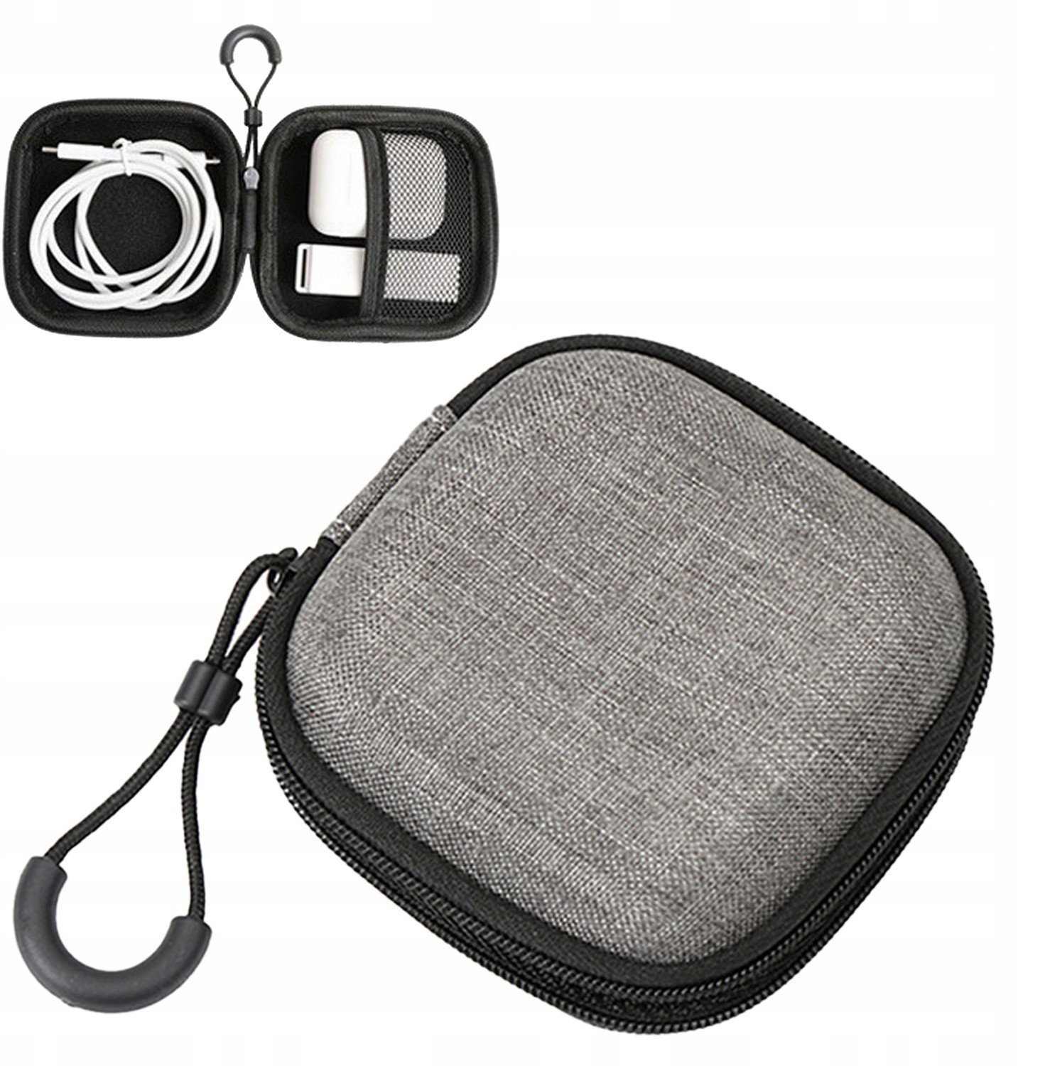 Kuti universale e fortë për kufje, EVA, 9x9 cm, me karabinë