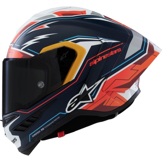 Helmetë moto Alpinestars Supertech R10 Acosta LE, rrugë dhe pistë, mat, blu kuqe bardhë