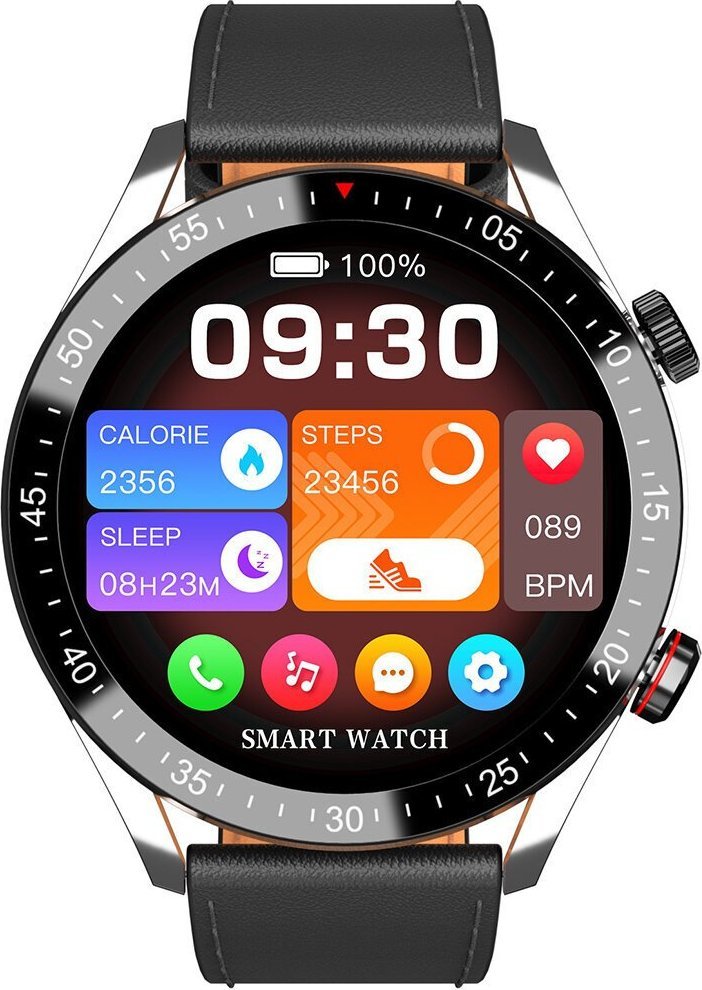 Smartwatch Mski Gravity GT4 5, ekran 1.39", Bluetooth thirrje, argjendtë me rrip të zi