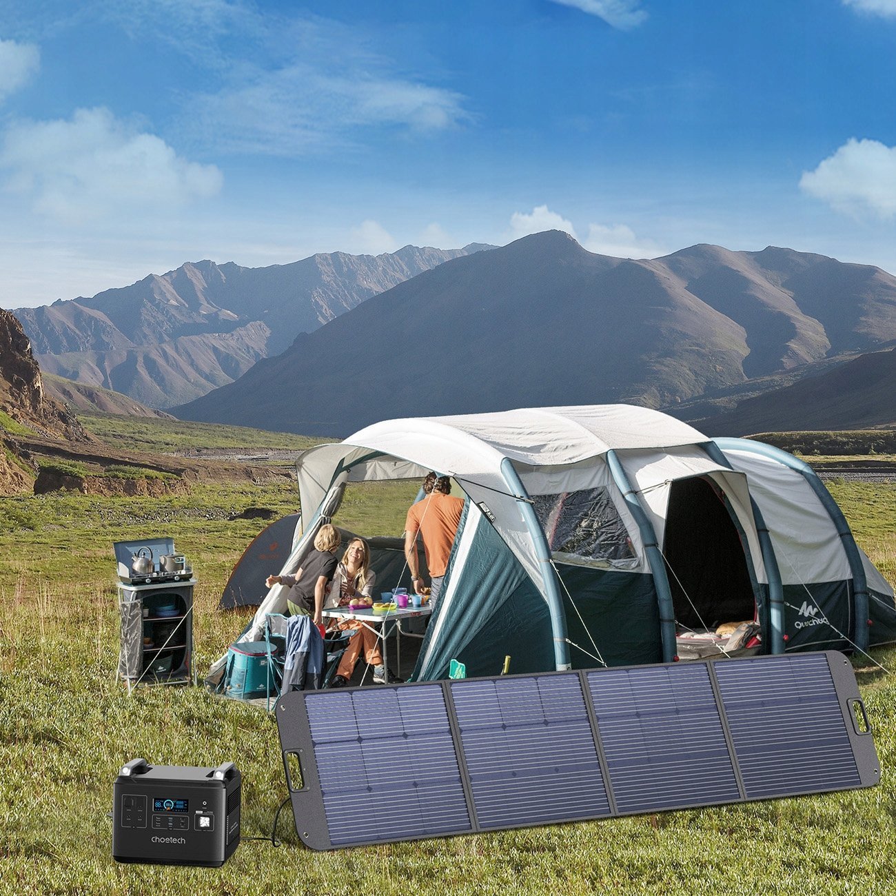 Panel diellor portativ Choetech 200W, palosës, rezistent ndaj ujit, i zi