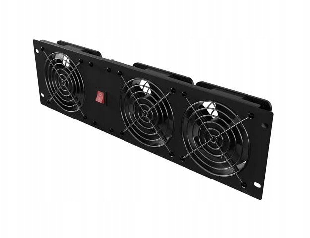 Вертикален панел за ладење Lanberg 19\", 3U, 3 вентилатори, црн