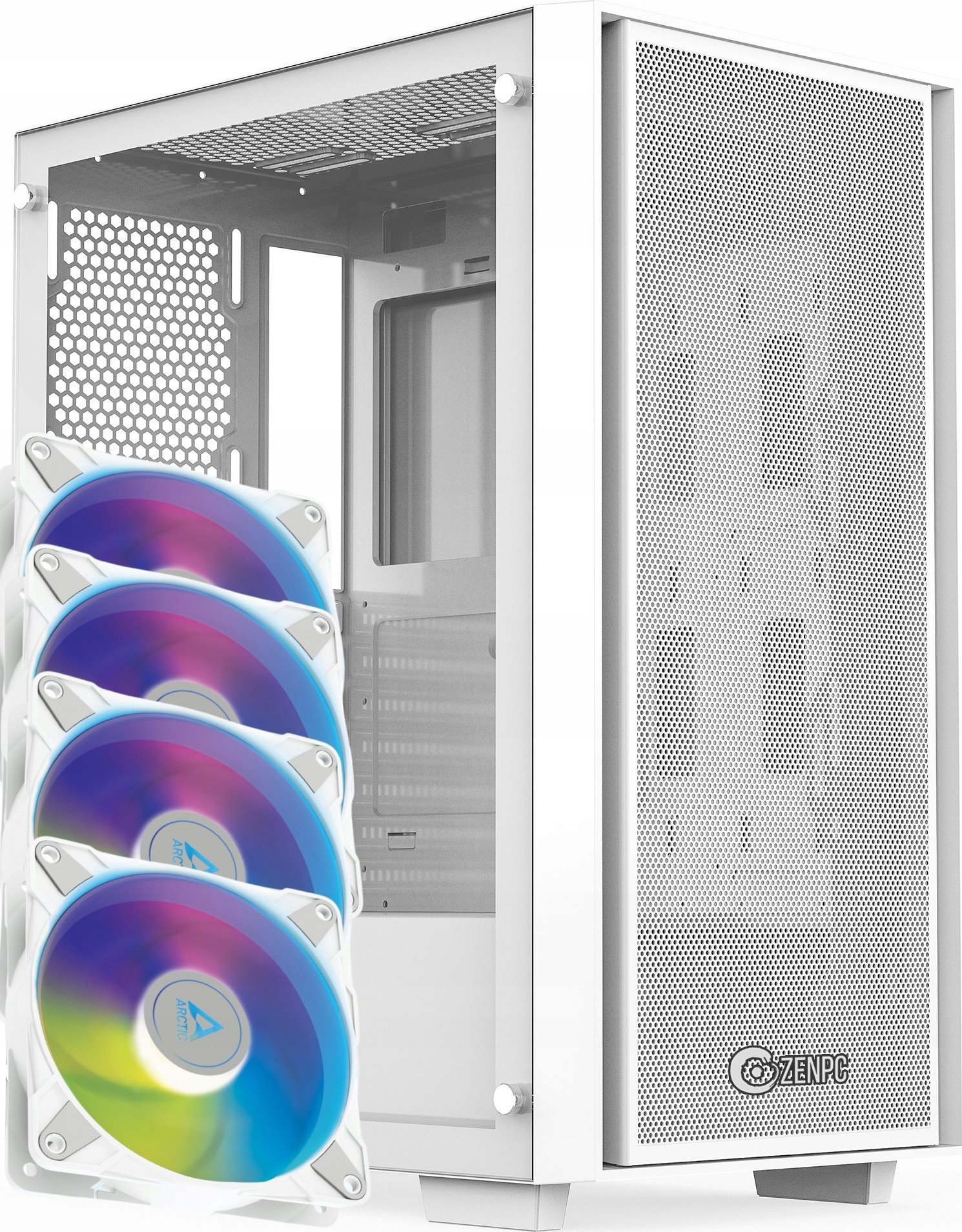 Kullë PC Zenpc Z1 Mesh ARGB TG, Midi Tower, 4 ventilatorë ARGB, e bardhë