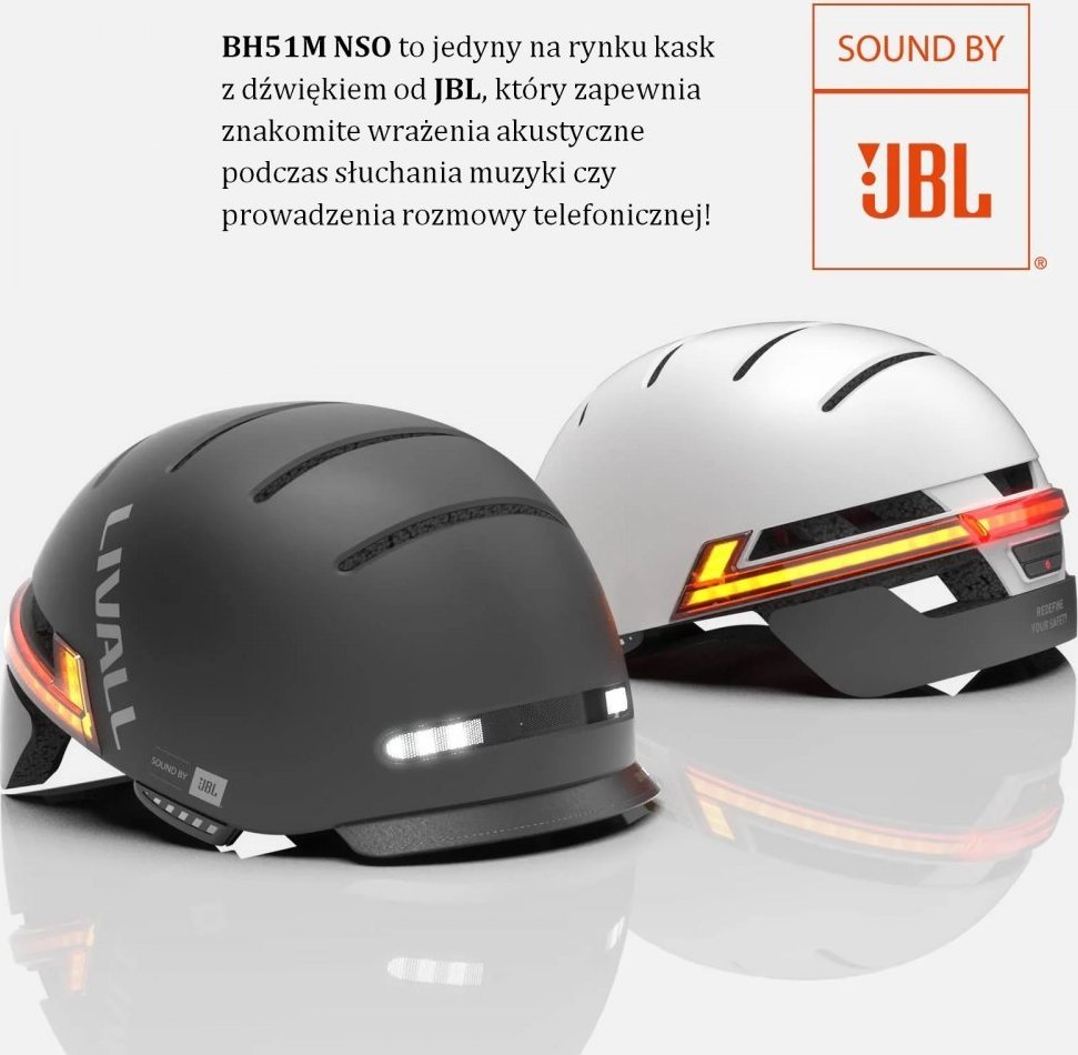 Helmetë urbane Livall BH51M NSO, Bluetooth JBL, LED, L, gri e çelët