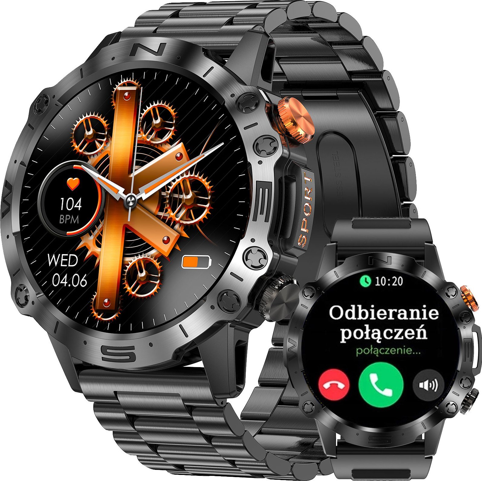 Orë inteligjente Mski Gravity GT20-1, ekran 1.43" Amoled, Bluetooth 5.0, e zezë