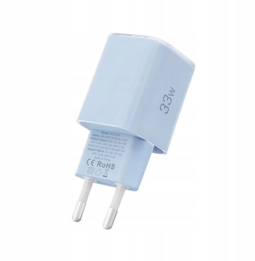 Karikues rrjeti Tech-Protect NCM33W, 2 porta, 33W PD QC3.0, blu baby