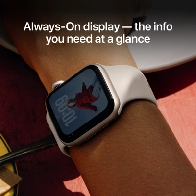 Apple Watch SE 3 GPS 44mm Starlight Aluminium Case with Starlight Sport Band, S/M