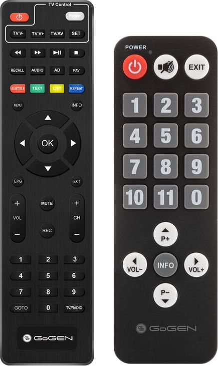 Tјунер за телевизор GoGEN DVB 143 T2 Senior, DVB T2, функција за снимање, црн