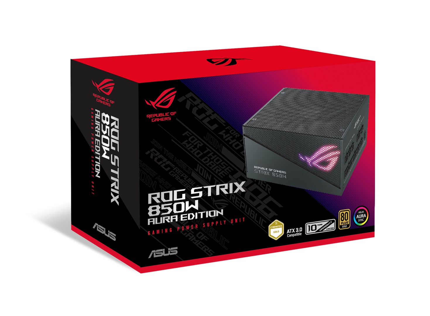 Извор на енергија ASUS ROG Strix 850W Gold Aura Edition, 20+4 pin ATX, 850 W