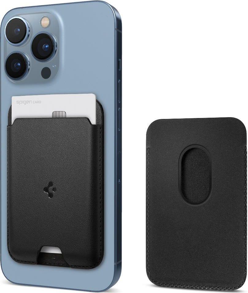 Portofol MagSafe Spigen Valentinus, për iPhone 12 13, lëkurë ekologjike, i zi