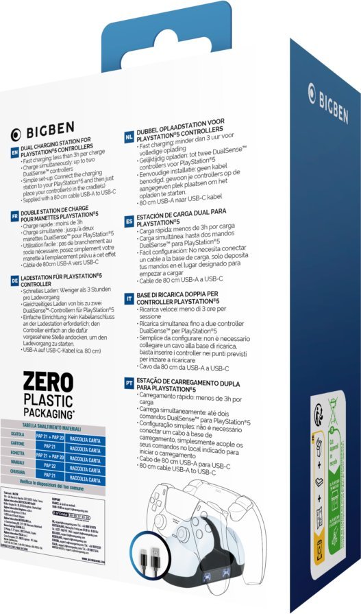 Stacion karikimi Nacon Double, për dy kontrollorë PS5, i bardhë