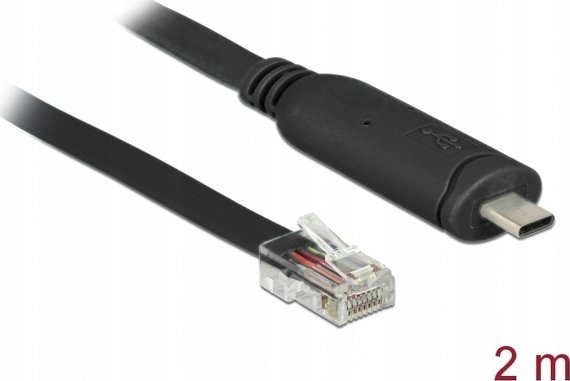 Сериски кабел DeLOCK 63912, USB Type-C во RJ45, 2m, црн