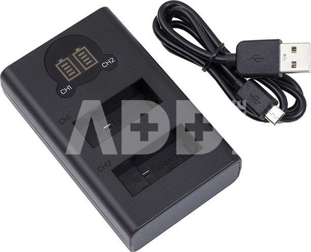 Karikues i dyfishtë GoPro AHDBT-901, USB, për 2 bateri, i zi