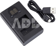 Karikues i dyfishtë GoPro AHDBT-901, USB, për 2 bateri, i zi